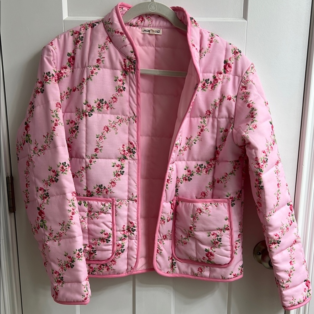 Floral Pink Quilted Jacket NWOT